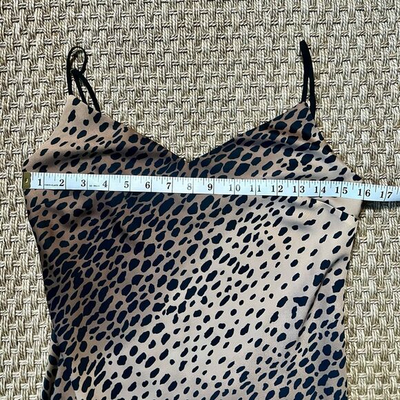 Good American Satin Leopard Print Slip Dress Midi Length Side Slit Sz 2 90s Y2K - Picture 8 of 10
